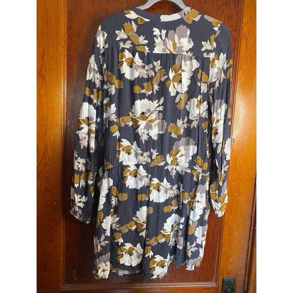 Old Navy Women's Large Gray Floral Drawstring Romper Bishop Sleeves - Picture 6 of 8